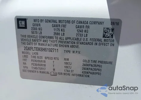 2017 GMC Terrain Sle-2 from USA, damaged, VIN 2GKFLTEK8H6192711